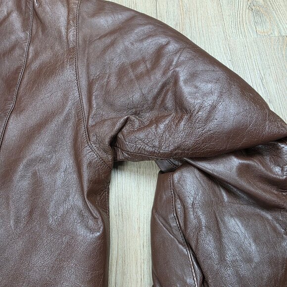 Eddie Bauer Vintage Women's Jacket Leather Winter Down-filled - Picture 9 of 13